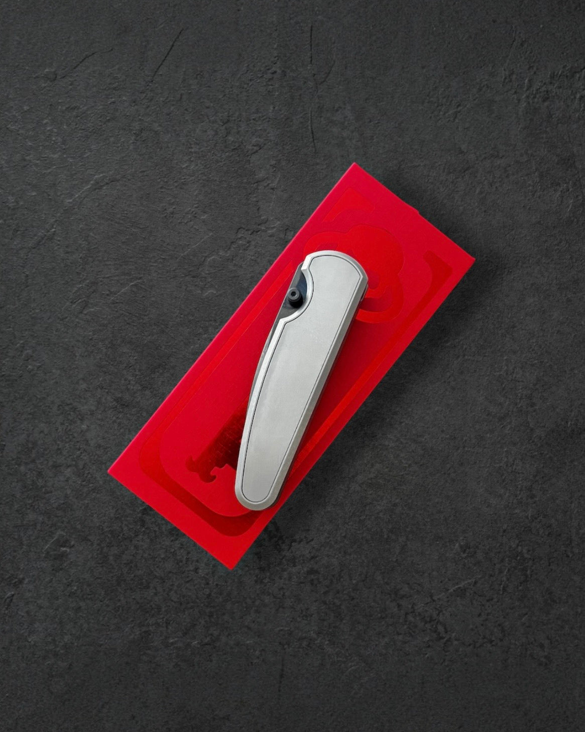 Chaves Knives-Chaves Knives x Brad Blount - Phase 229 Integral - Bright Stonewash Titanium Handles - DLC Black M390 Drop Point Blade-3-Urban Cutlery