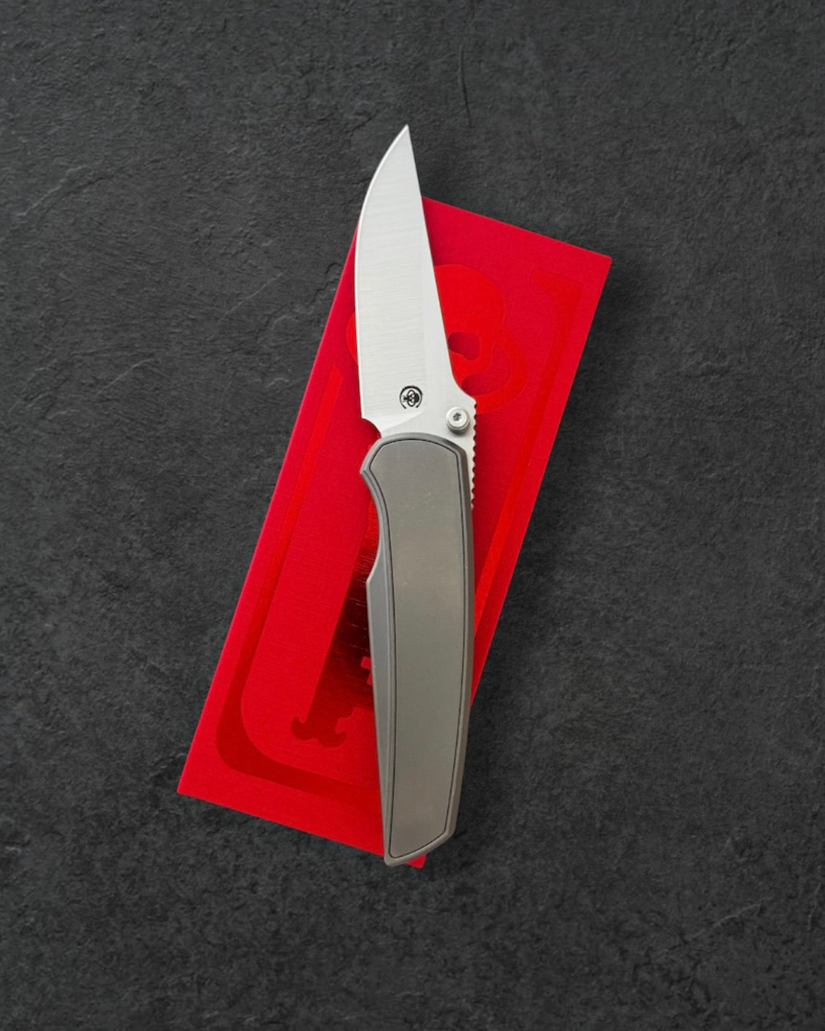 Chaves Knives-Chaves Knives x Jake McCoy - Disciple Street Integral - Stonewash Titanium Handles - Belt Satin M390 Drop Point Blade-2-Urban Cutlery