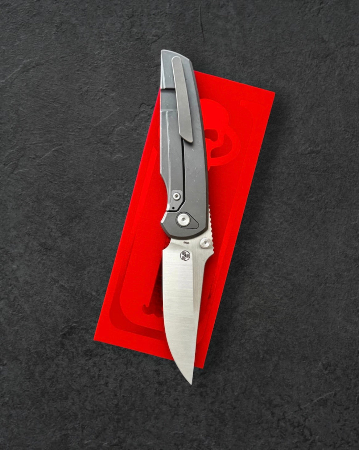 Chaves Knives-Chaves Knives x Jake McCoy - Disciple Street Integral - Stonewash Titanium Handles - Belt Satin M390 Drop Point Blade-3-Urban Cutlery