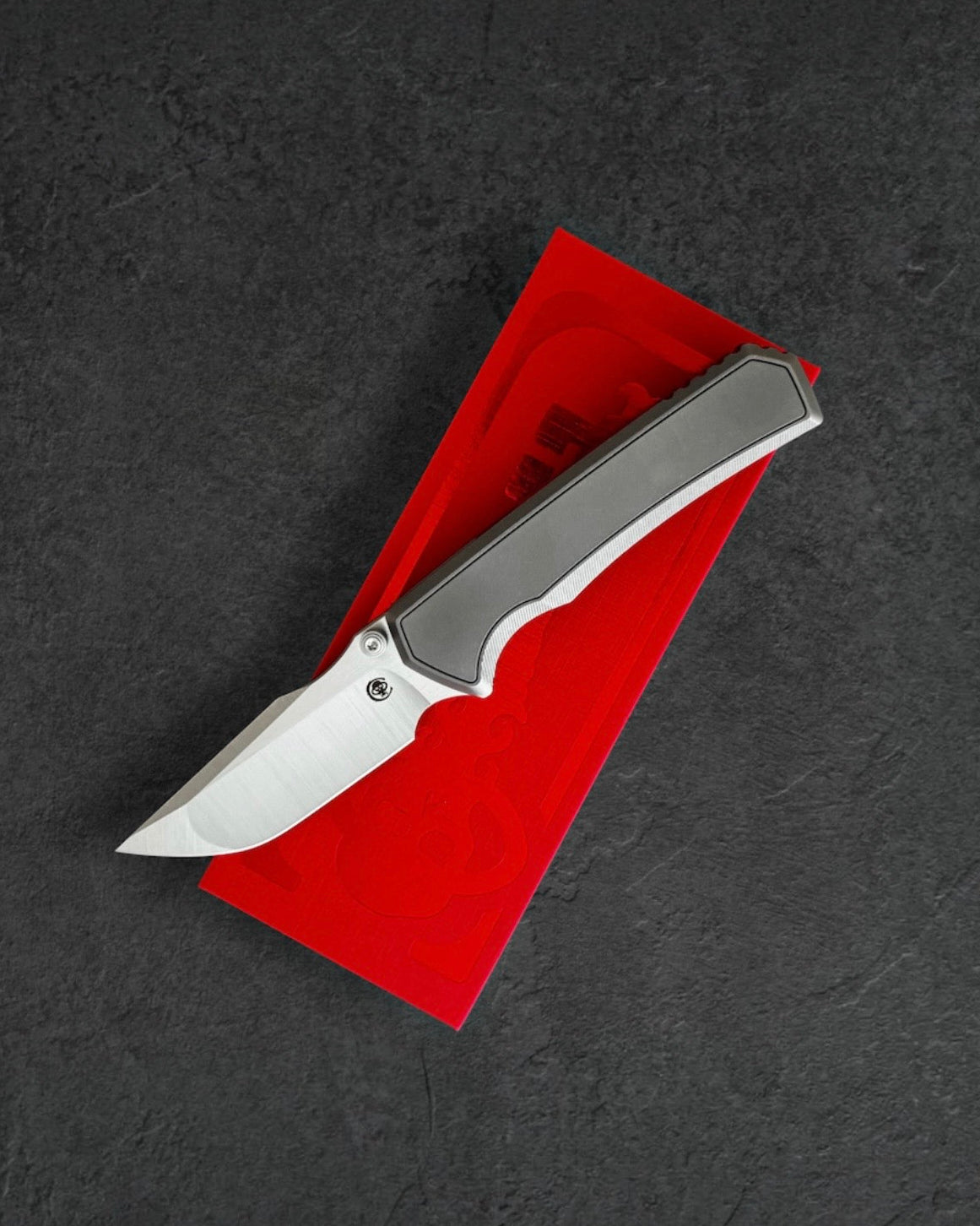 Chaves Knives-Chaves Knives x Sam Tran - The Arison Street Integral - Stonewash Titanium Handles - Belt Satin M390 Drop Point Blade-1-Urban Cutlery