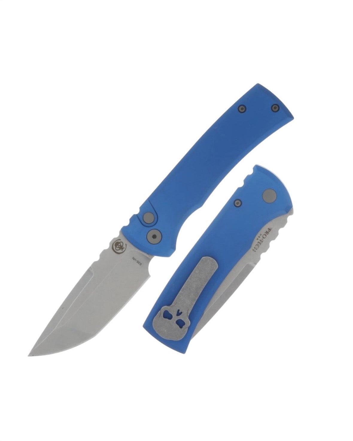 Chaves Knives-Chaves x Pro-Tech 229 Redencion Auto - Blue Handles - Stonewash S35vn Tanto Blade-1-Urban Cutlery