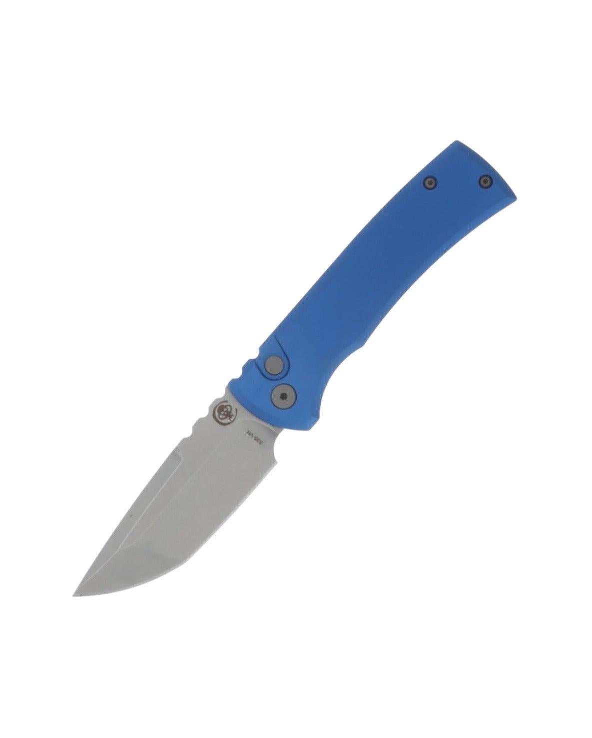 Chaves Knives-Chaves x Pro-Tech 229 Redencion Auto - Blue Handles - Stonewash S35vn Tanto Blade-2-Urban Cutlery