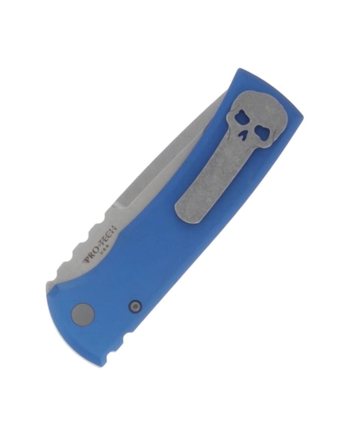 Chaves Knives-Chaves x Pro-Tech 229 Redencion Auto - Blue Handles - Stonewash S35vn Tanto Blade-4-Urban Cutlery