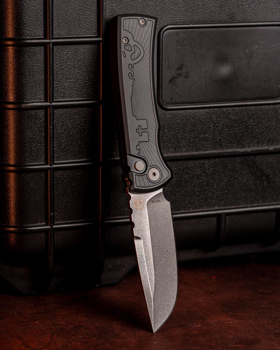 Chaves Knives-Chaves x ProTech 229 Redencion Auto - Black Key Milled Handles - Stonewash S35vn Blade-2-Urban Cutlery