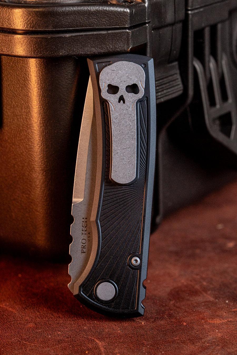 Chaves Knives-Chaves x ProTech 229 Redencion Auto - Black Key Milled Handles - Stonewash S35vn Blade-3-Urban Cutlery