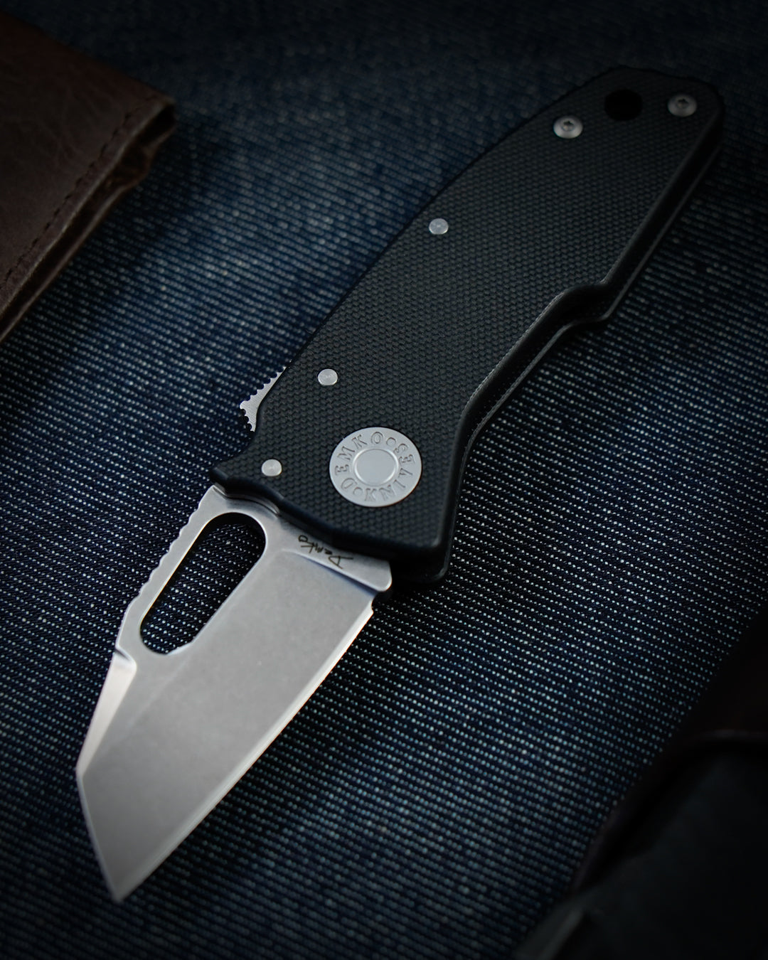 Demko Knives-Demko Knives Nano-Shark - Black G10 Handles - Stonewashed 20CV Shark Foot Blade-4-Urban Cutlery