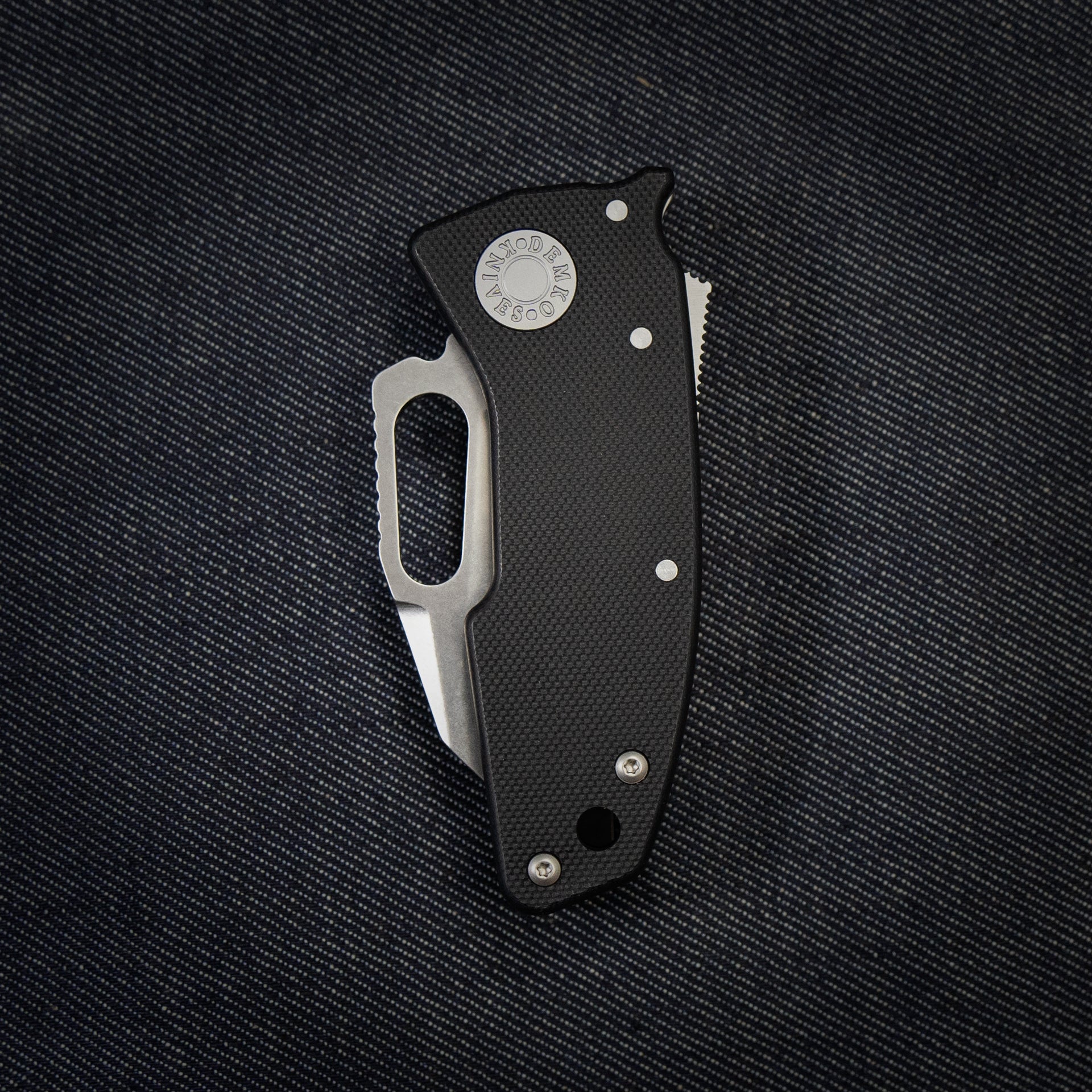 Demko Knives-Demko Knives Nano-Shark - Black G10 Handles - Stonewashed 20CV Shark Foot Blade-6-Urban Cutlery