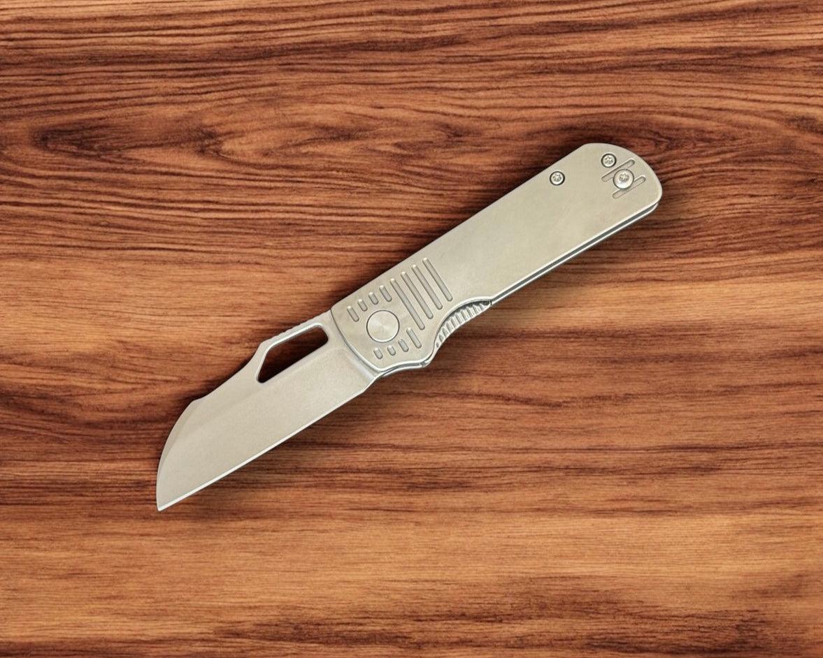 Divo Knives-Divo Stout Premium Pony Stout - RIGHTY - Stonewashed TI Handle - Stonewashed S90V Blade - Pre-Owned-1-Urban Cutlery