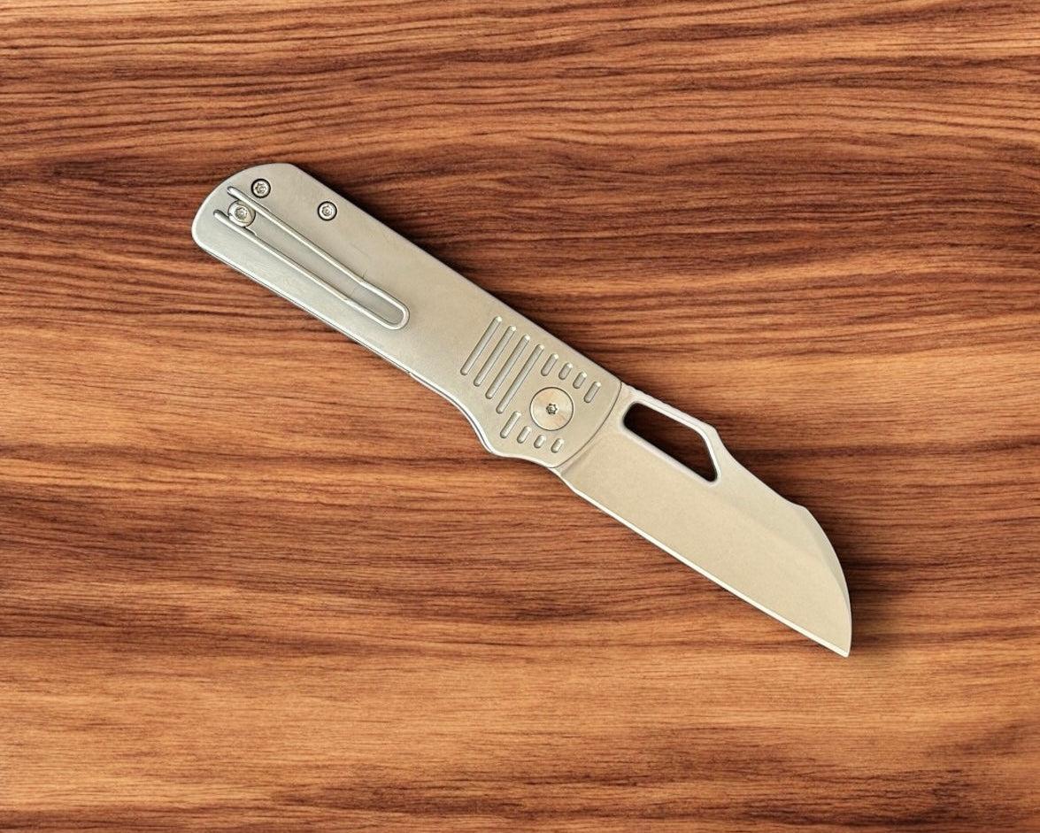 Divo Knives-Divo Stout Premium Pony Stout - RIGHTY - Stonewashed TI Handle - Stonewashed S90V Blade - Pre-Owned-2-Urban Cutlery