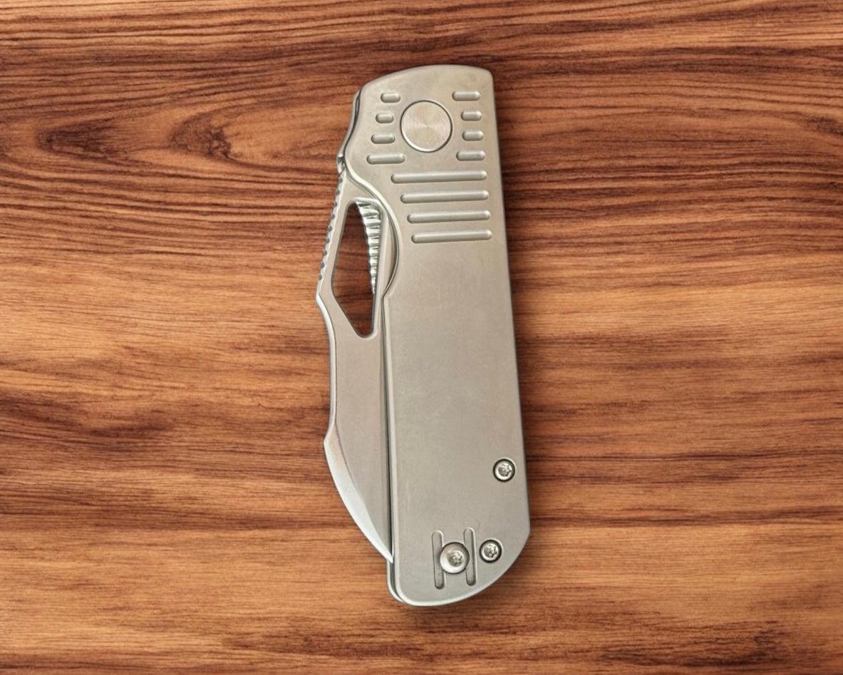 Divo Knives-Divo Stout Premium Pony Stout - RIGHTY - Stonewashed TI Handle - Stonewashed S90V Blade - Pre-Owned-3-Urban Cutlery