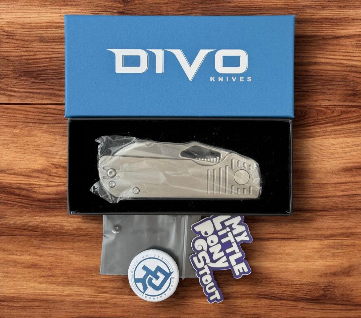 Divo Knives-Divo Stout Premium Pony Stout - RIGHTY - Stonewashed TI Handle - Stonewashed S90V Blade - Pre-Owned-6-Urban Cutlery