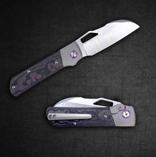 Divo Knives-Divo Stout V2 - LEFTY - Purple Haze - Belt Satin Blade-1-Urban Cutlery