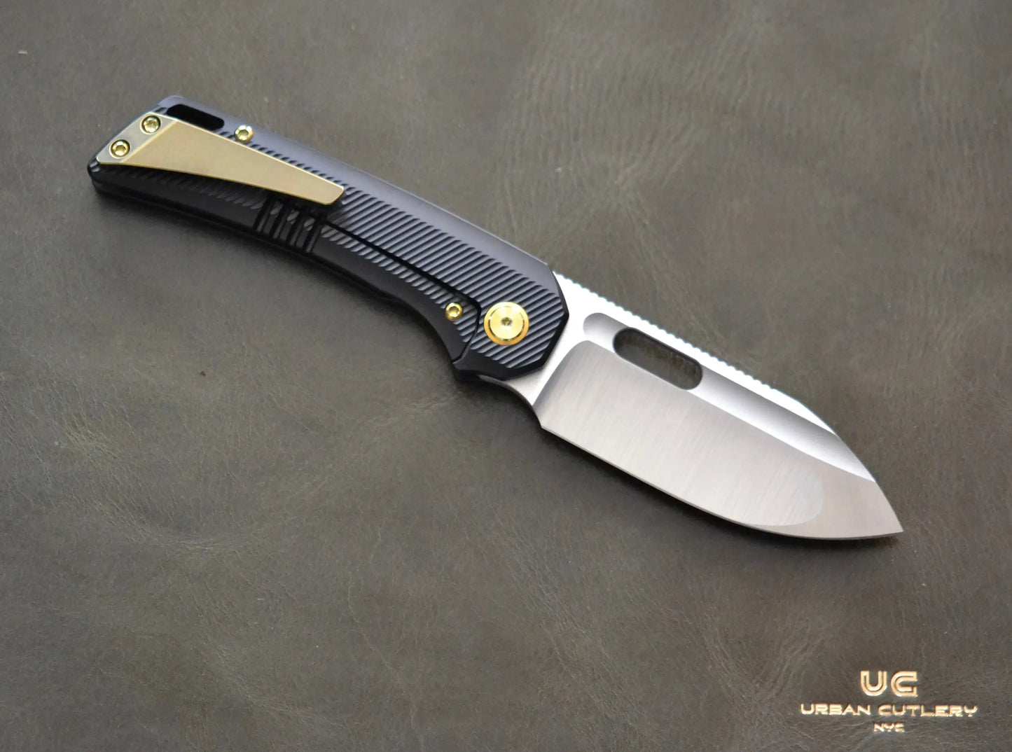 EMP EDC-EMP EDC Relative 3.4" Elmax Drop Point Satin Finish Milled Titanium Bronze #045 - Brand New-2-Urban Cutlery