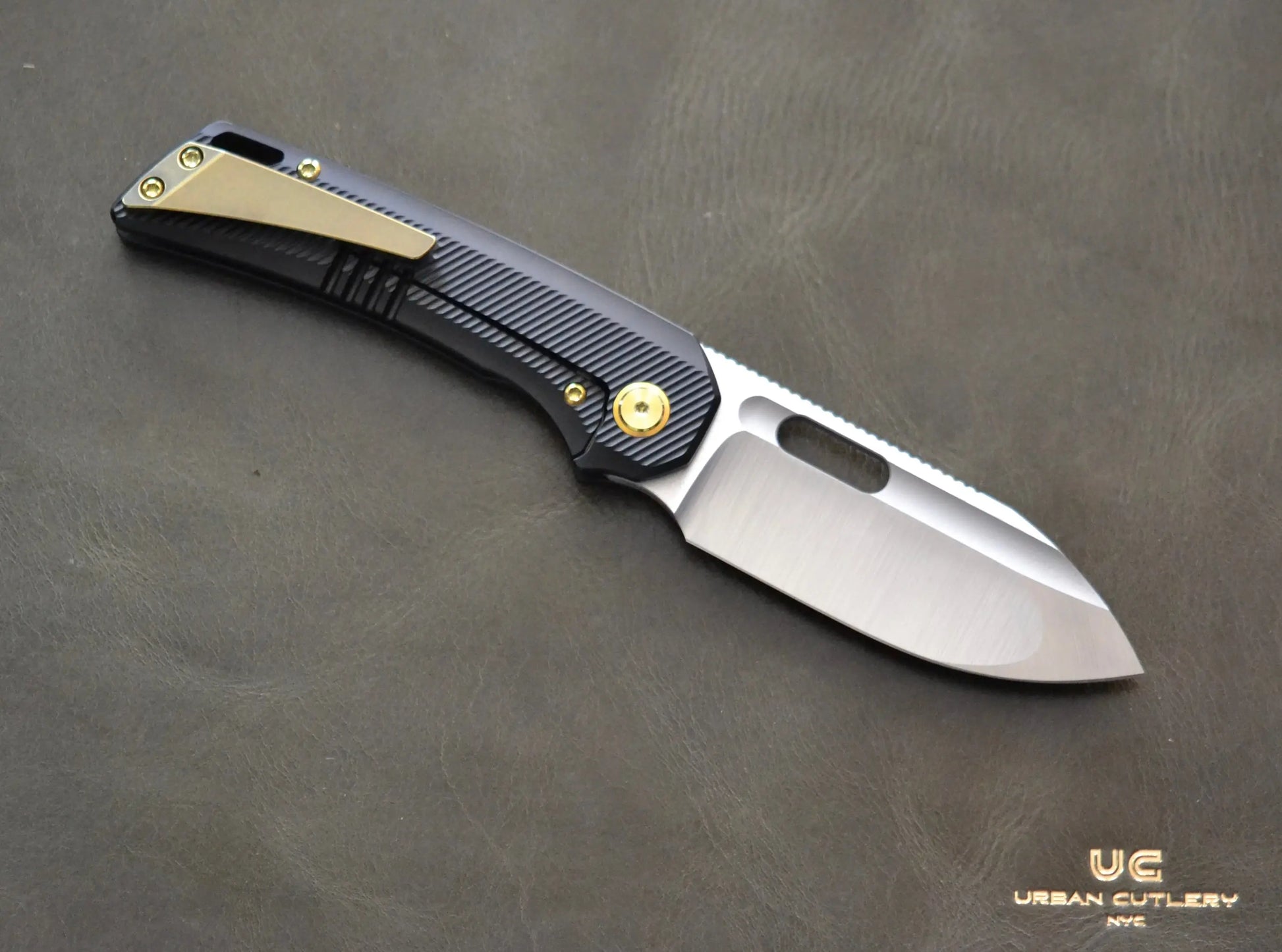 EMP EDC-EMP EDC Relative 3.4" Elmax Drop Point Satin Finish Milled Titanium Bronze #045 - Brand New-2-Urban Cutlery