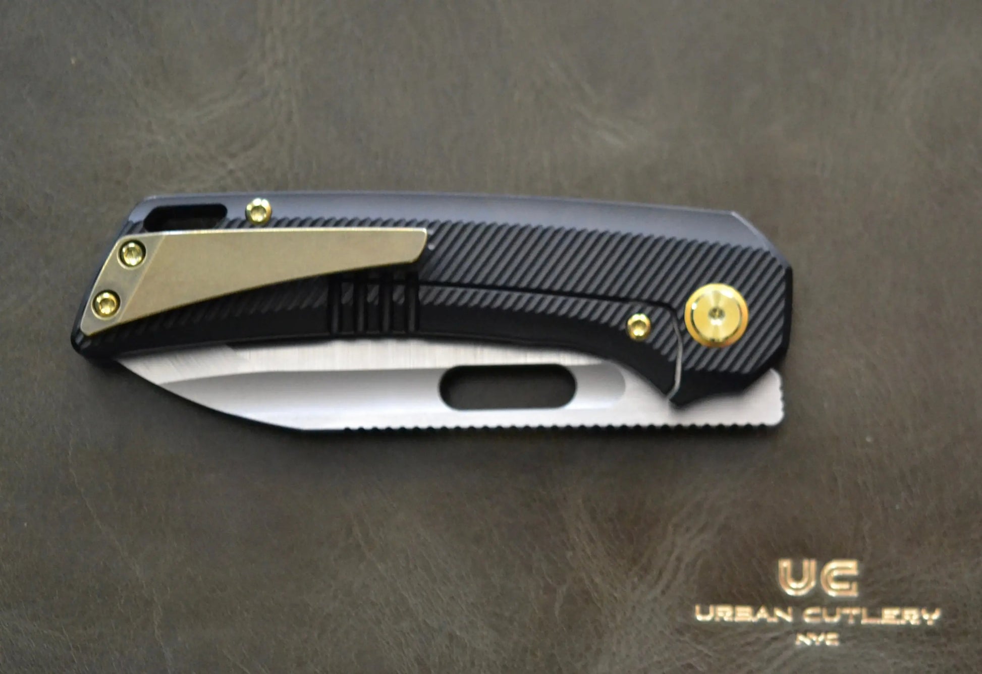 EMP EDC-EMP EDC Relative 3.4" Elmax Drop Point Satin Finish Milled Titanium Bronze #045 - Brand New-4-Urban Cutlery