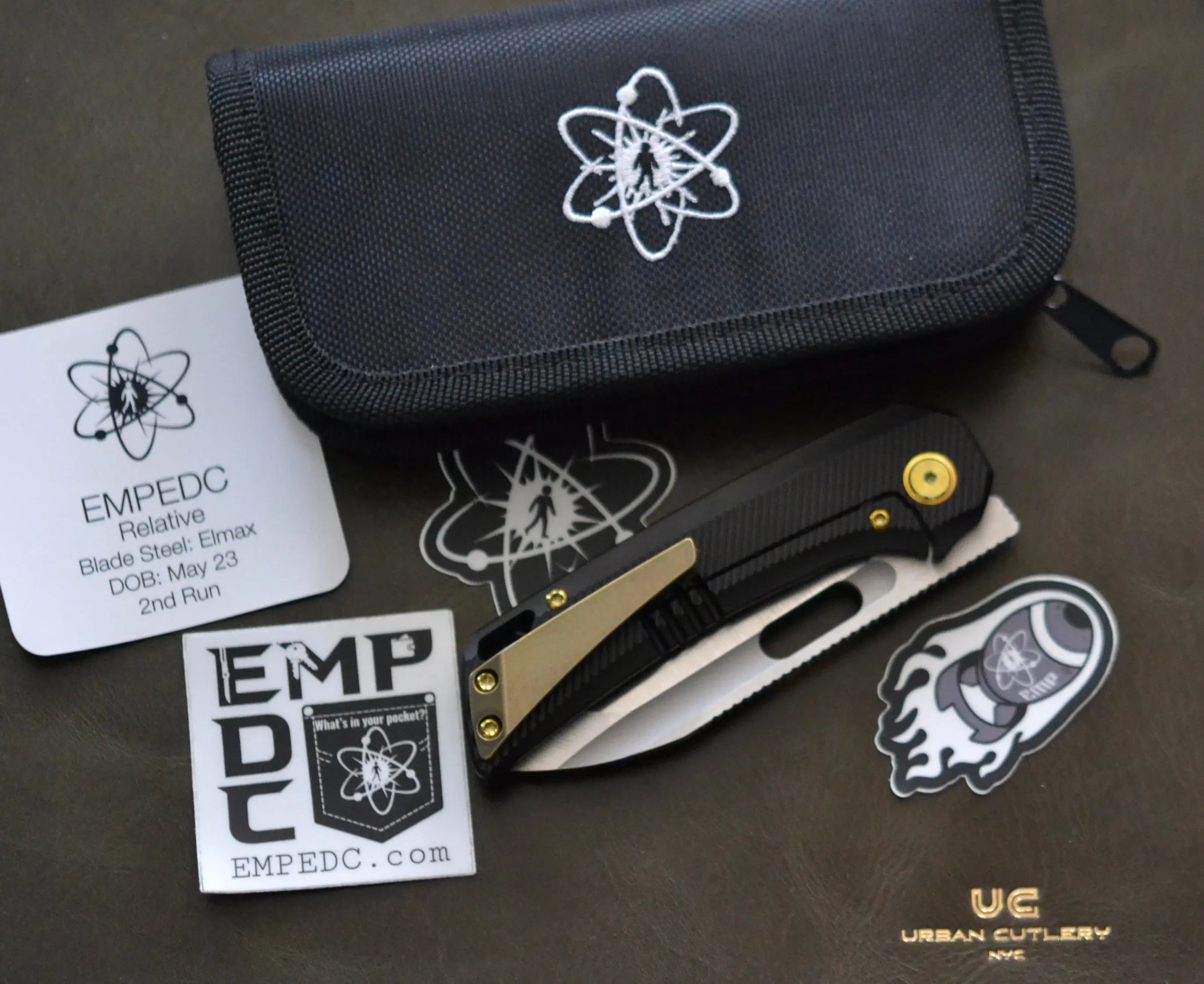 EMP EDC-EMP EDC Relative 3.4" Elmax Drop Point Satin Finish Milled Titanium Bronze #045 - Brand New-7-Urban Cutlery