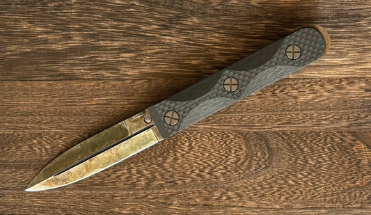 Elishewitz Custom Knives-Elishewitz Custom Knives EK Commando folder - Antique finish blade - Carbon fiber scales - Liner lock-1-Urban Cutlery