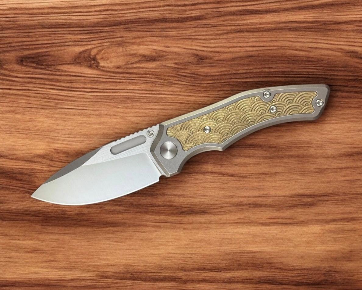 Griffin Company-Griffin Company Scout F3 Urban EDC Exclusive - Ti Scales w/ Seigaiha Engraved Brass Inlay-1-Urban Cutlery