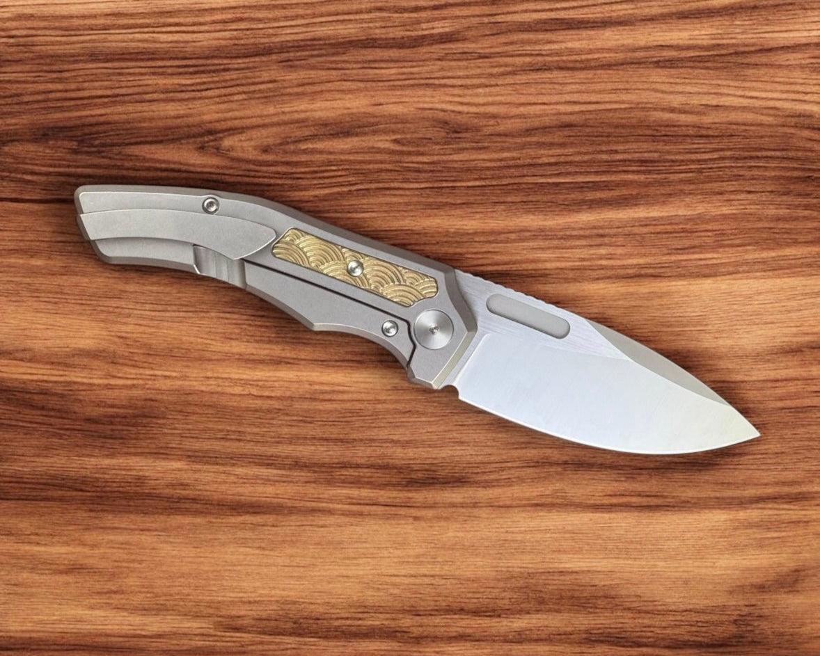 Griffin Company-Griffin Company Scout F3 Urban EDC Exclusive - Ti Scales w/ Seigaiha Engraved Brass Inlay-2-Urban Cutlery