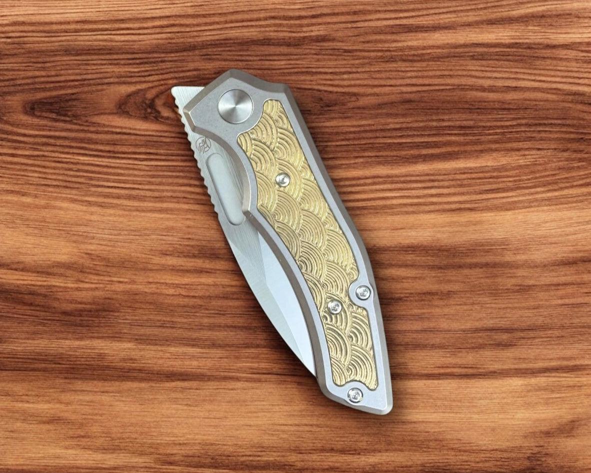 Griffin Company-Griffin Company Scout F3 Urban EDC Exclusive - Ti Scales w/ Seigaiha Engraved Brass Inlay-3-Urban Cutlery