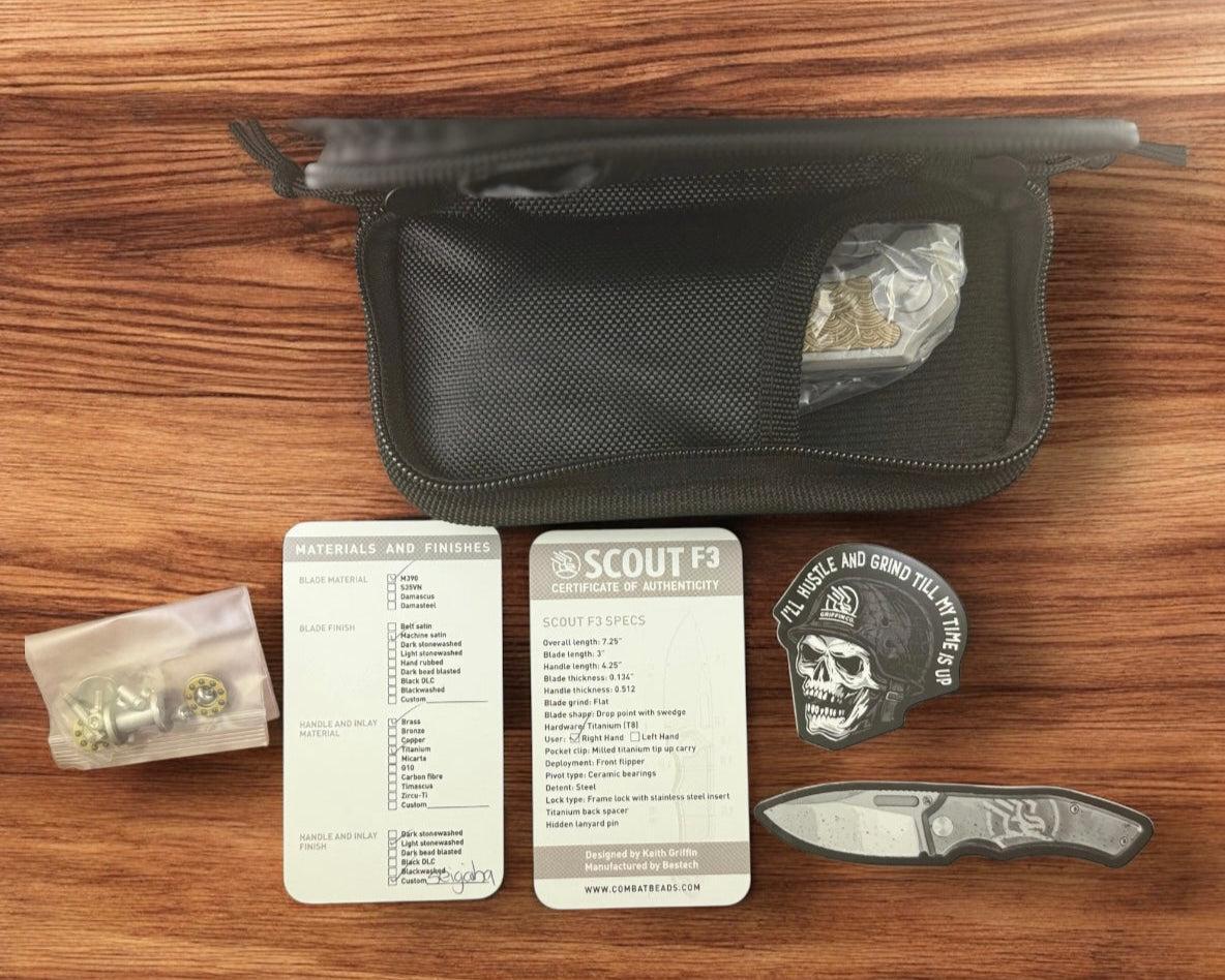 Griffin Company-Griffin Company Scout F3 Urban EDC Exclusive - Ti Scales w/ Seigaiha Engraved Brass Inlay-5-Urban Cutlery