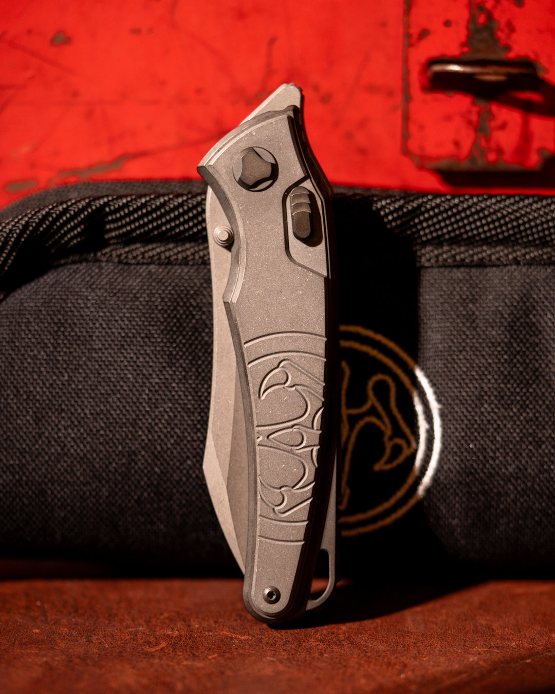 Hawk Knives-Hawk Knives Talon - DLC Titanium Frame, Tumbled Titanium Overlay - Tumbled M390 Blade-1-Urban Cutlery