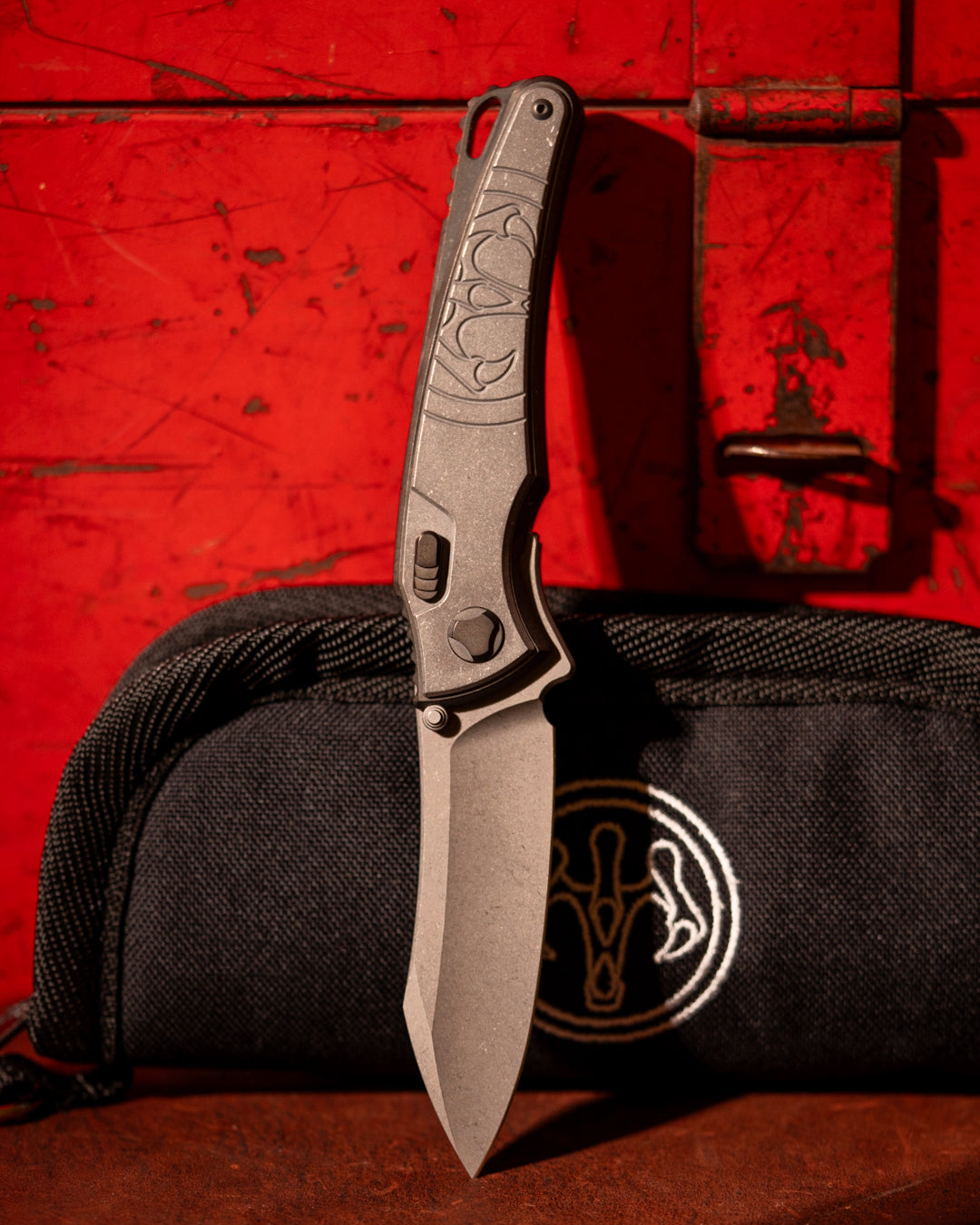Hawk Knives-Hawk Knives Talon - DLC Titanium Frame, Tumbled Titanium Overlay - Tumbled M390 Blade-3-Urban Cutlery