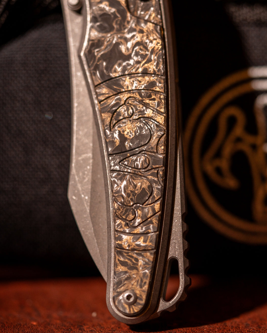Hawk Knives-Hawk Knives Talon - Dark Matter Gold Fat Carbon Handle Inlay - Tumbled M390 Blade-2-Urban Cutlery