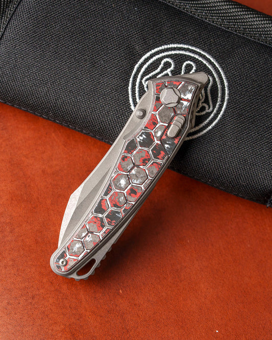 Hawk Knives-Hawk Knives Talon - Honeycomb Textured Snowfire Fat Carbon Handle Inlay - Darkwashed M390 Blade-1-Urban Cutlery