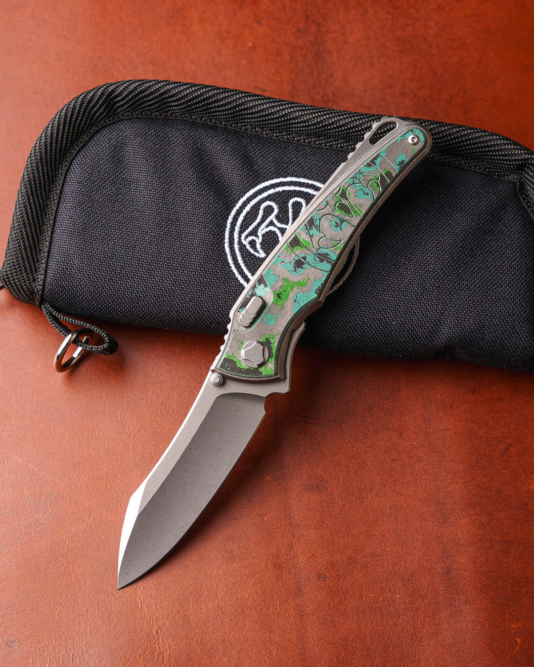 Hawk Knives-Hawk Knives Talon - Kelp Bed CamoCarbon Handle Inlay - Brightwashed M390 Blade-1-Urban Cutlery
