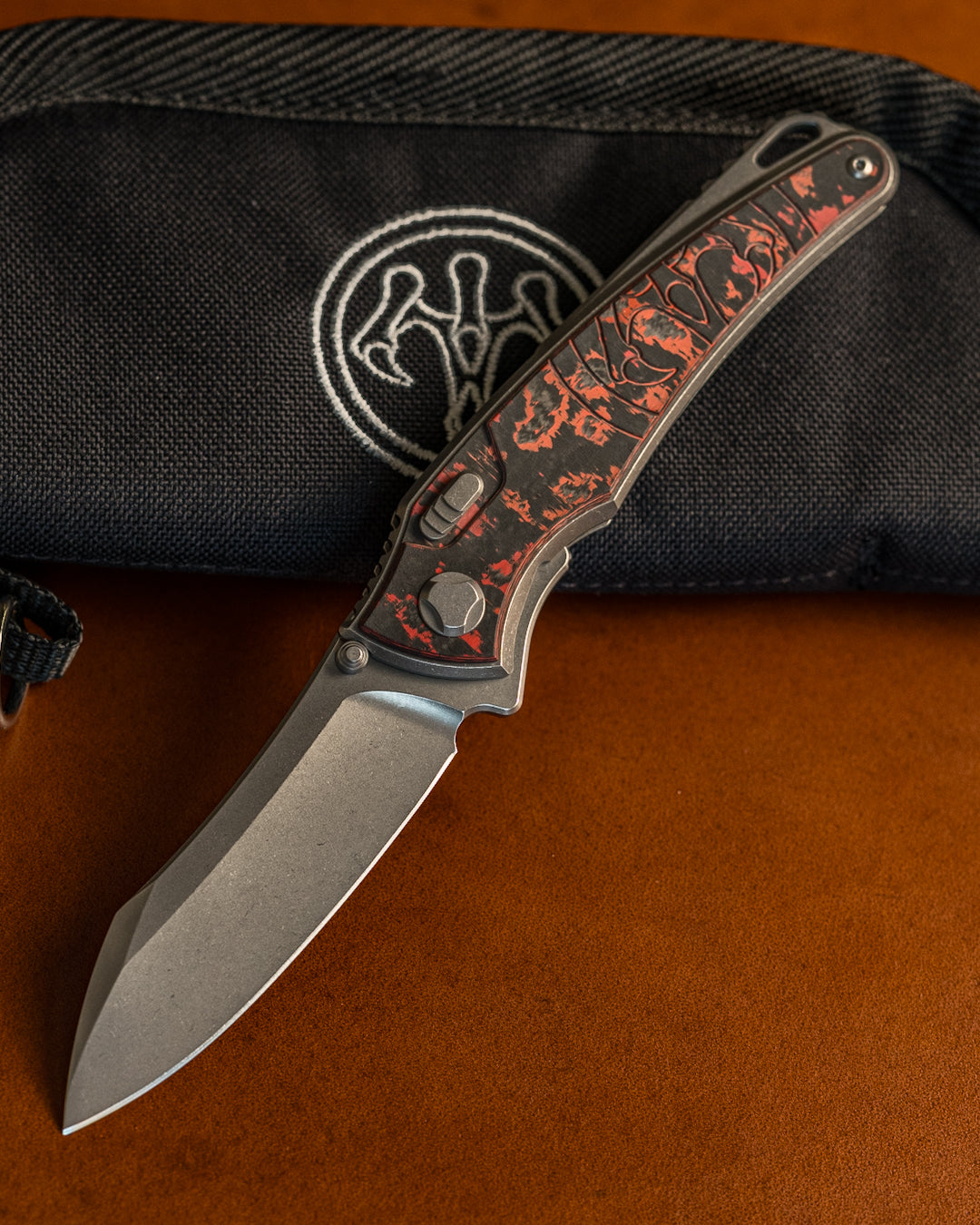 Hawk Knives-Hawk Knives Talon - Lava Fat Carbon Handle Inlay - Brightwashed M390 Blade-1-Urban Cutlery