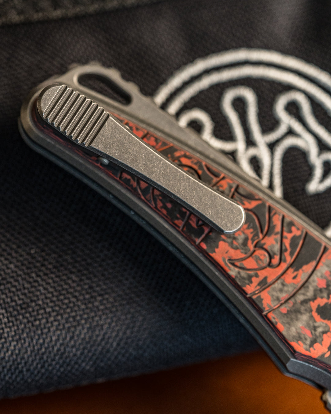 Hawk Knives-Hawk Knives Talon - Lava Fat Carbon Handle Inlay - Brightwashed M390 Blade-4-Urban Cutlery