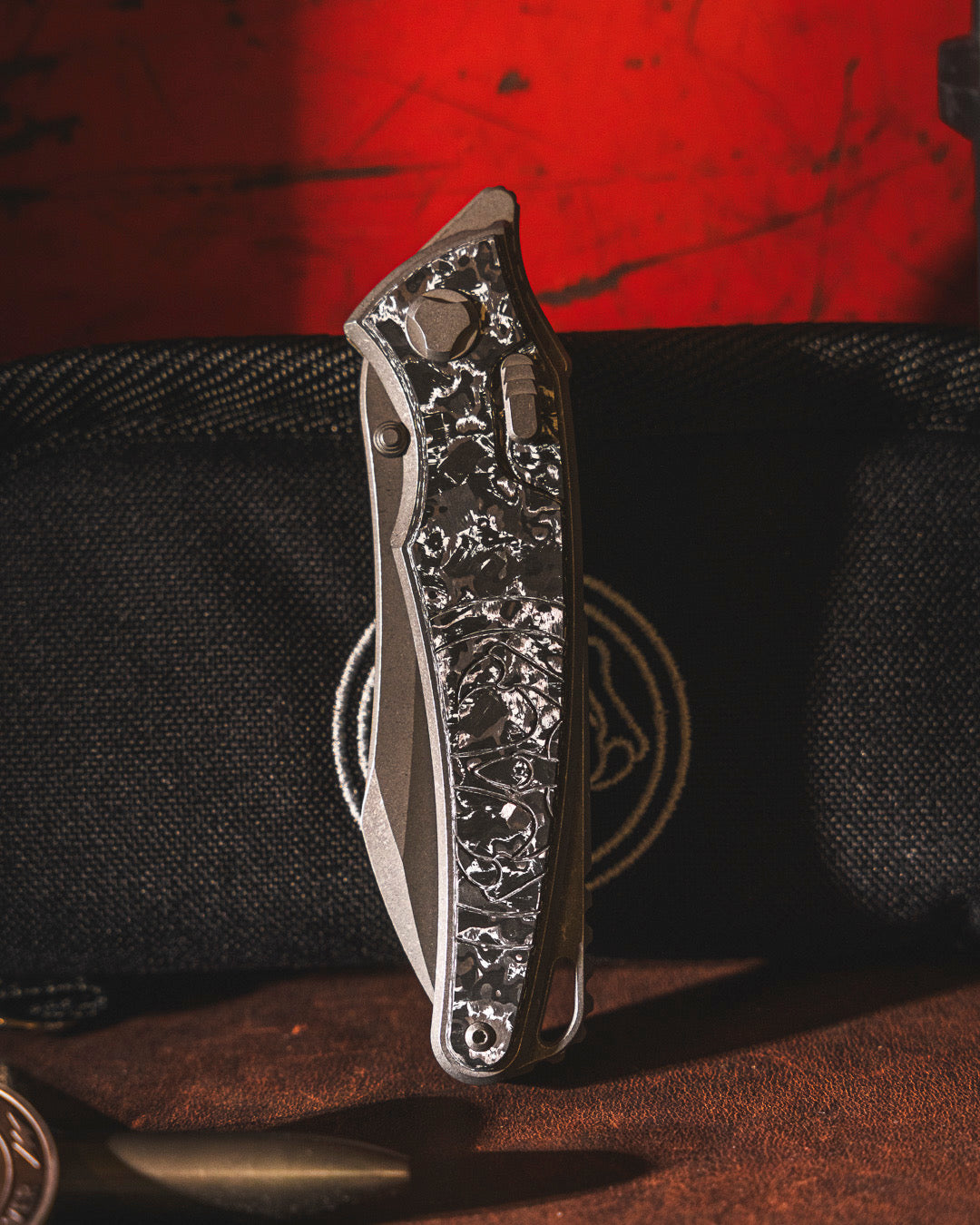 Hawk Knives-Hawk Knives Talon - TechnoCarbo White Handle Inlay - Tumbled M390 Blade-1-Urban Cutlery