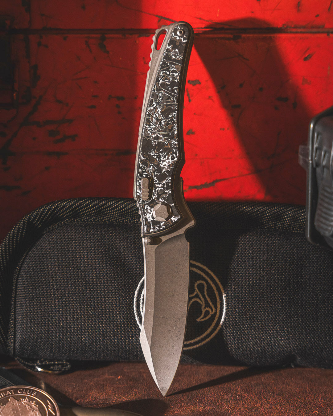 Hawk Knives-Hawk Knives Talon - TechnoCarbo White Handle Inlay - Tumbled M390 Blade-2-Urban Cutlery