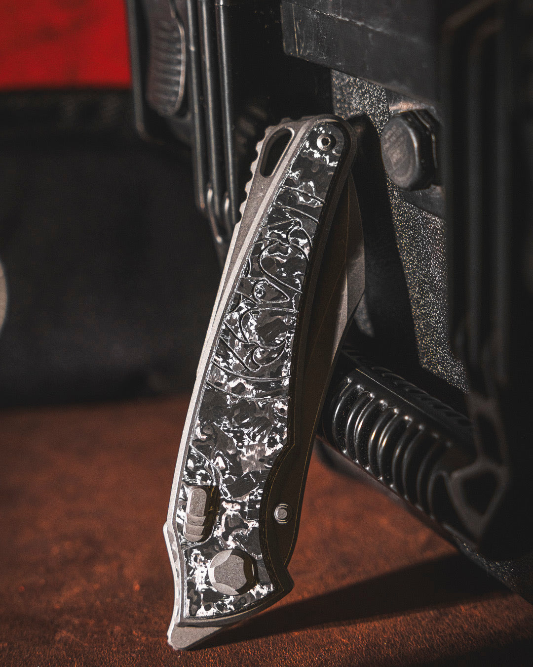 Hawk Knives-Hawk Knives Talon - TechnoCarbo White Handle Inlay - Tumbled M390 Blade-4-Urban Cutlery