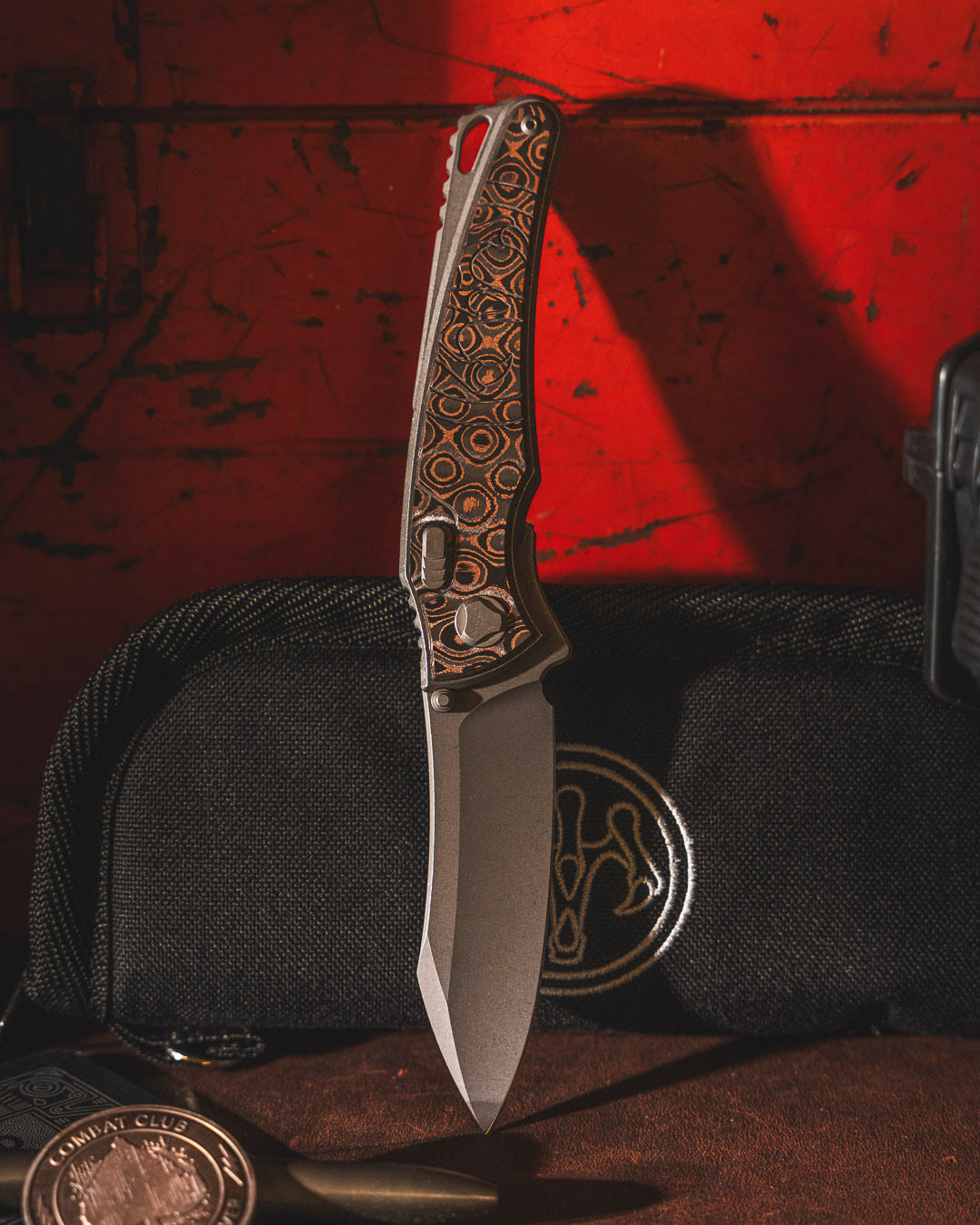 Hawk Knives-Hawk Knives Talon - Uni Copper Fat Carbon Handle Inlay - Tumbled M390 Blade-2-Urban Cutlery