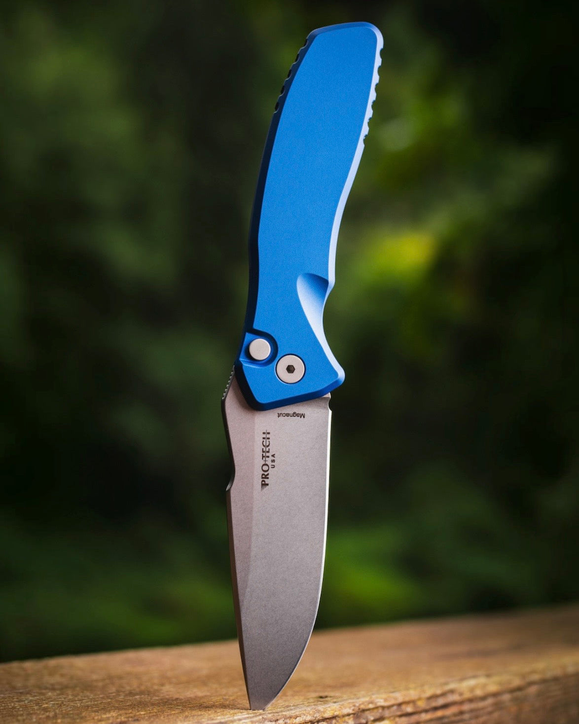 ProTech x Spartan Blades Pallas SB1101.Blue Auto - Blue Handles - Stonewash Magnacut Blade - Blasted Hardware