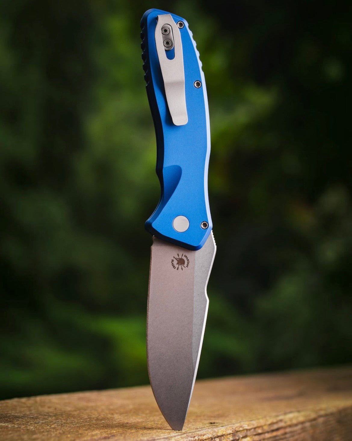 ProTech x Spartan Blades Pallas SB1101.Blue Auto - Blue Handles - Stonewash Magnacut Blade - Blasted Hardware