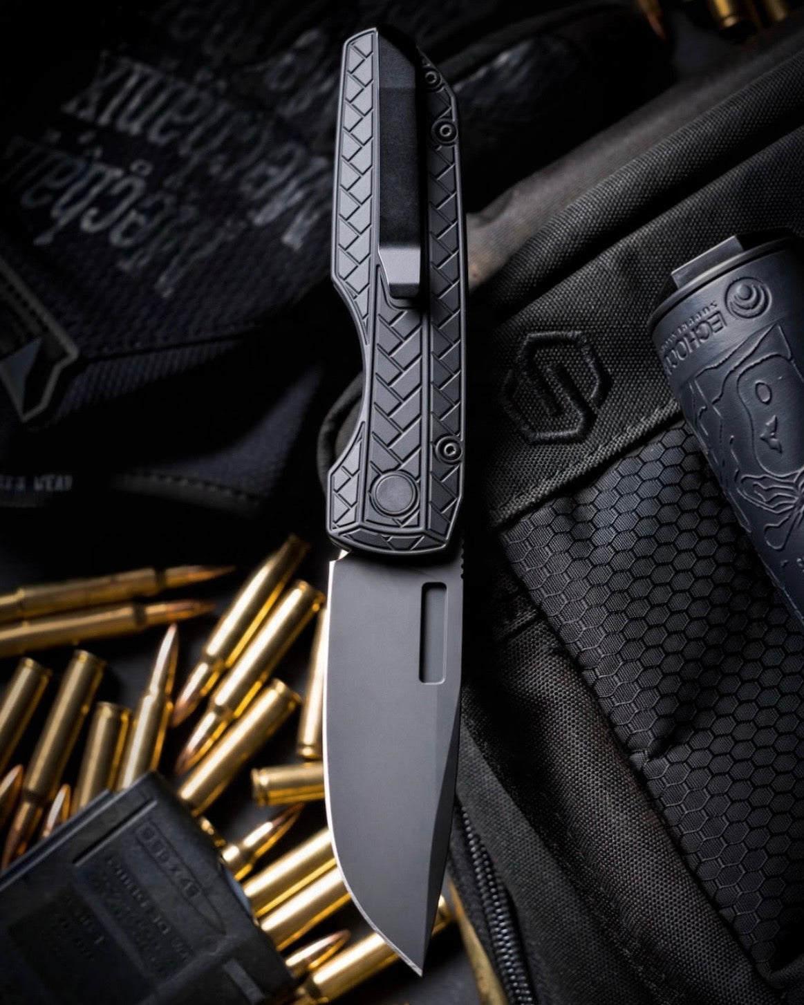 Pro-Tech VERO2106.MM.OP Blade Show West 2026 Exclusive Vero Synapse 2 OPERATOR EDITION Auto - Black Herringbone Textured Handle - Sterile DLC Black MAGNAMAX Blade - Tritium Button - DLC Black Clip