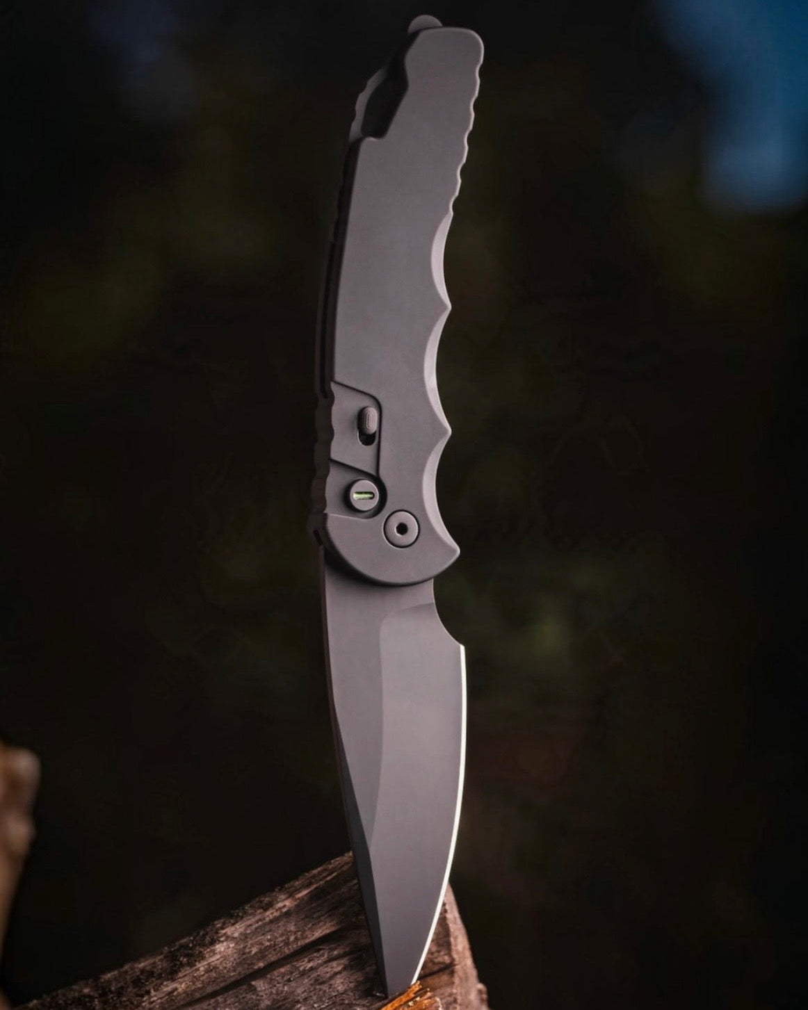 Pro-Tech T4103.MM.OP Blade Show West 2026 Exclusive TR-4 OPERATOR EDITION AUTO  - Solid Black Handle - Sterile DLC Black Saber Grind MAGNAMAX Blade - Tritium Button - Secondary Slide Safety - Glass Breaker /55