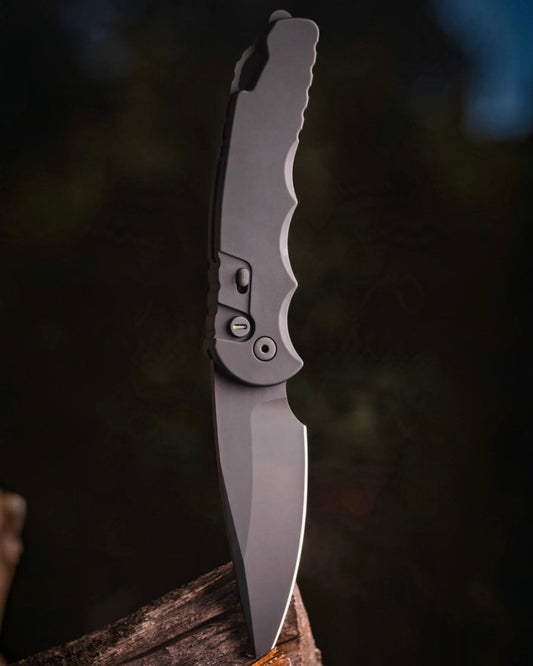 Pro-Tech T4103.MM.OP Blade Show West 2026 Exclusive TR-4 OPERATOR EDITION AUTO  - Solid Black Handle - Sterile DLC Black Saber Grind MAGNAMAX Blade - Tritium Button - Secondary Slide Safety - Glass Breaker /55