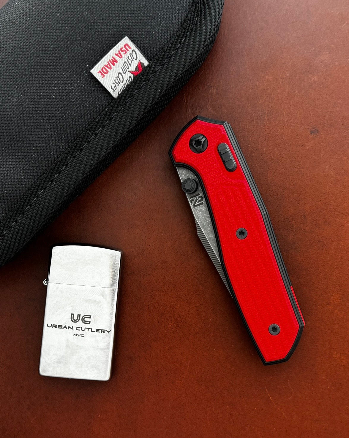NCC Knives Ragnahawk V4 - Acid washed CTS-XHP Harpoon Tanto Blade - Black Titanium Frame W/ Red G10 Overlays