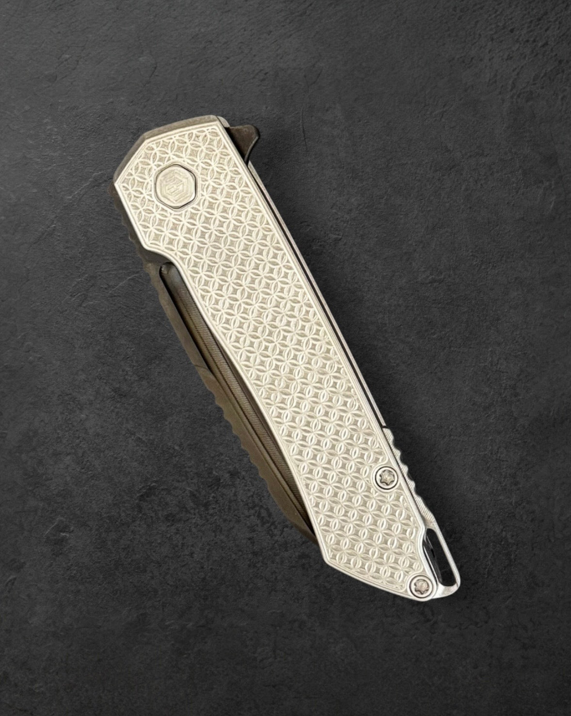 MachineWise Mojave #1273 - DLC S90V Blade - Mosaic Texture Stonewash Handle - Satin Hardware