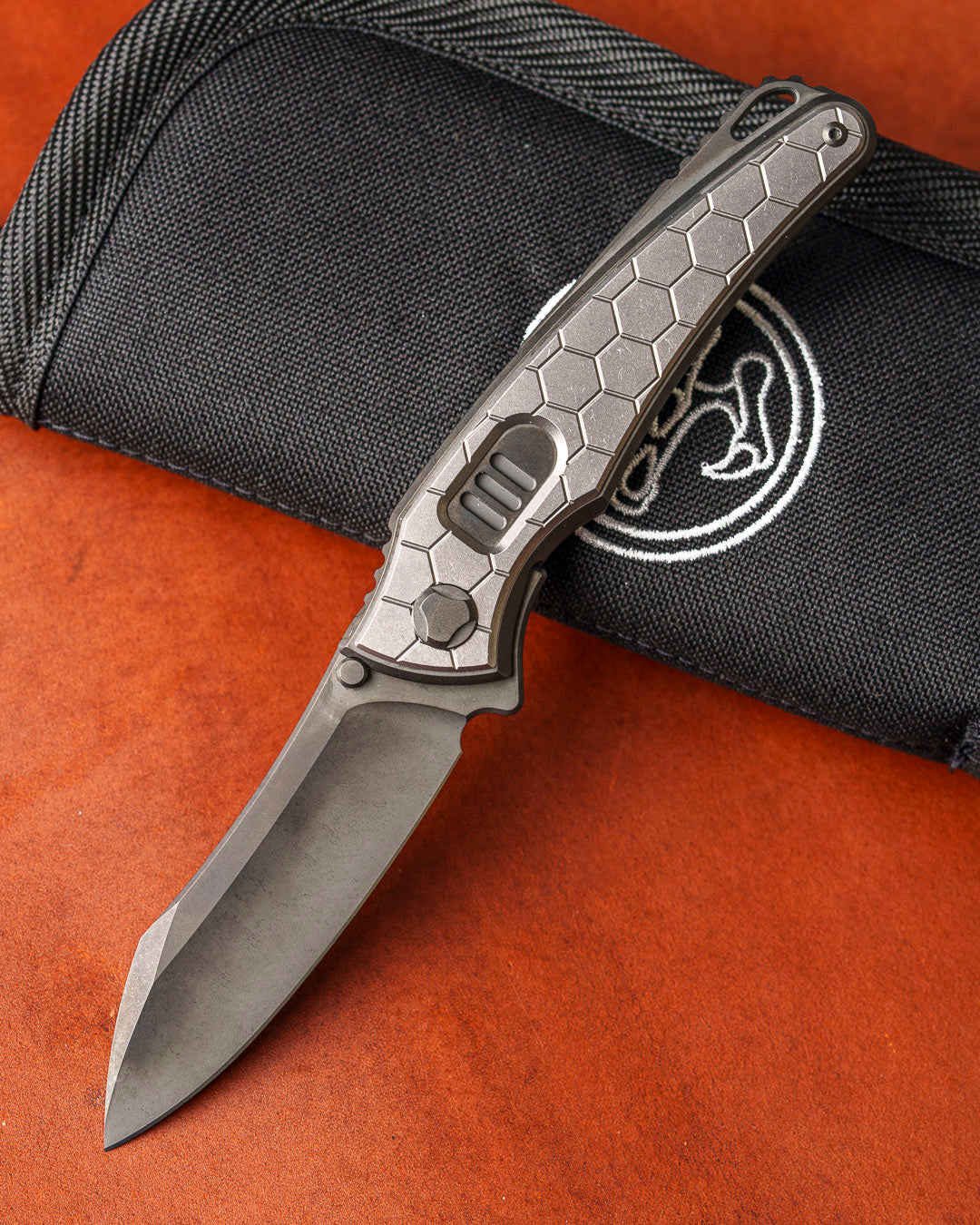 Hawk Knives Talon AUTO - Honeycomb Textured Titanium - DLC Black M390 Blade