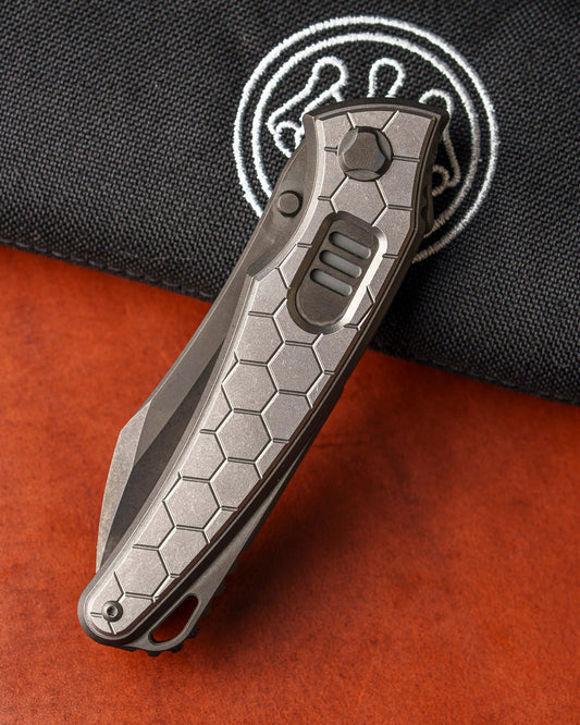 Hawk Knives Talon AUTO - Honeycomb Textured Titanium - DLC Black M390 Blade