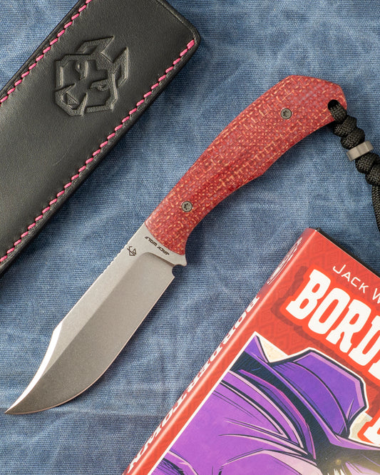 Jack Wolf Knives - BORDERTOWN BOWIE - VIBE BORDEAUX JUTE MICARTA