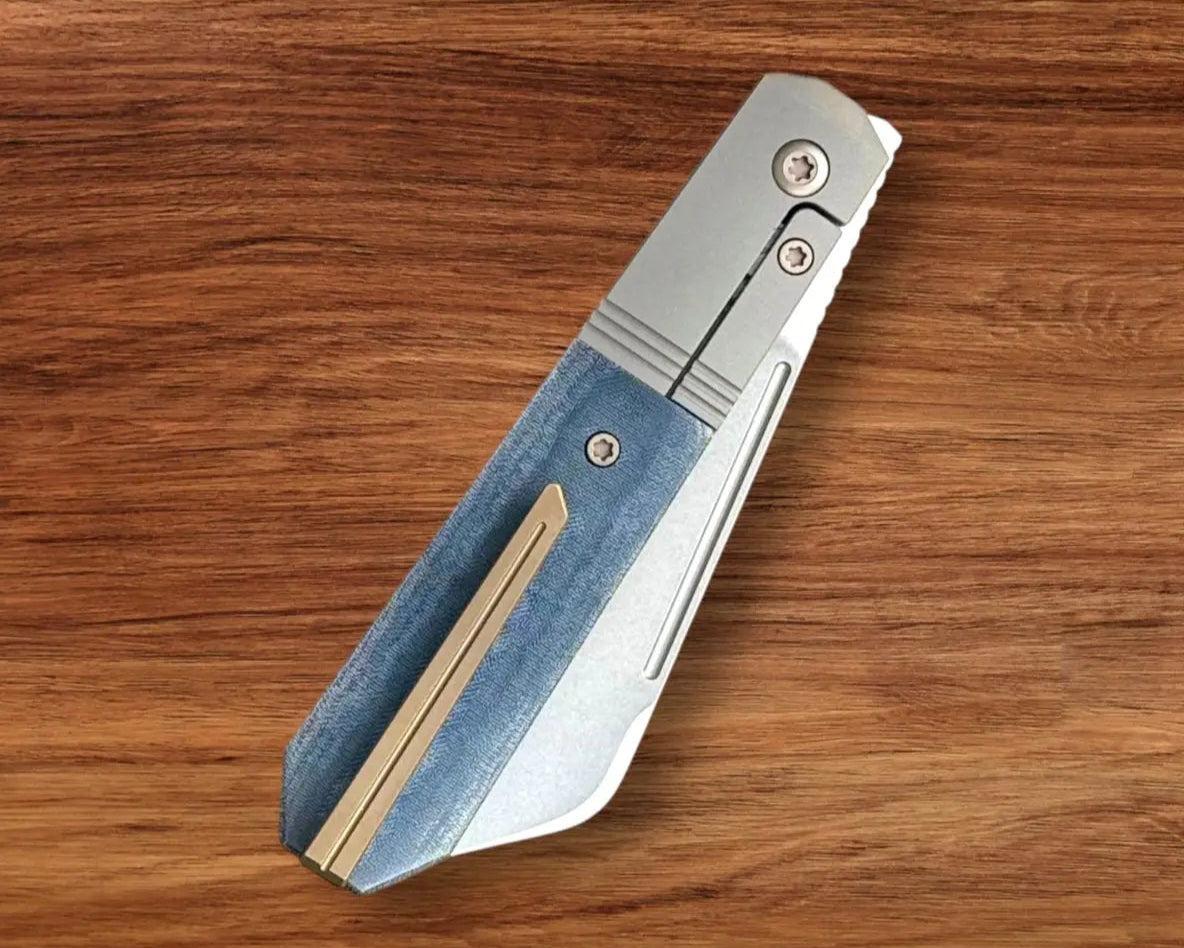Jack Wolf Knives-Jack Wolf Knives - AFTER HOURS JACK - BLUE LINEN MICARTA STONEWASH - w/ FREE Skiff Bearings-5-Urban Cutlery