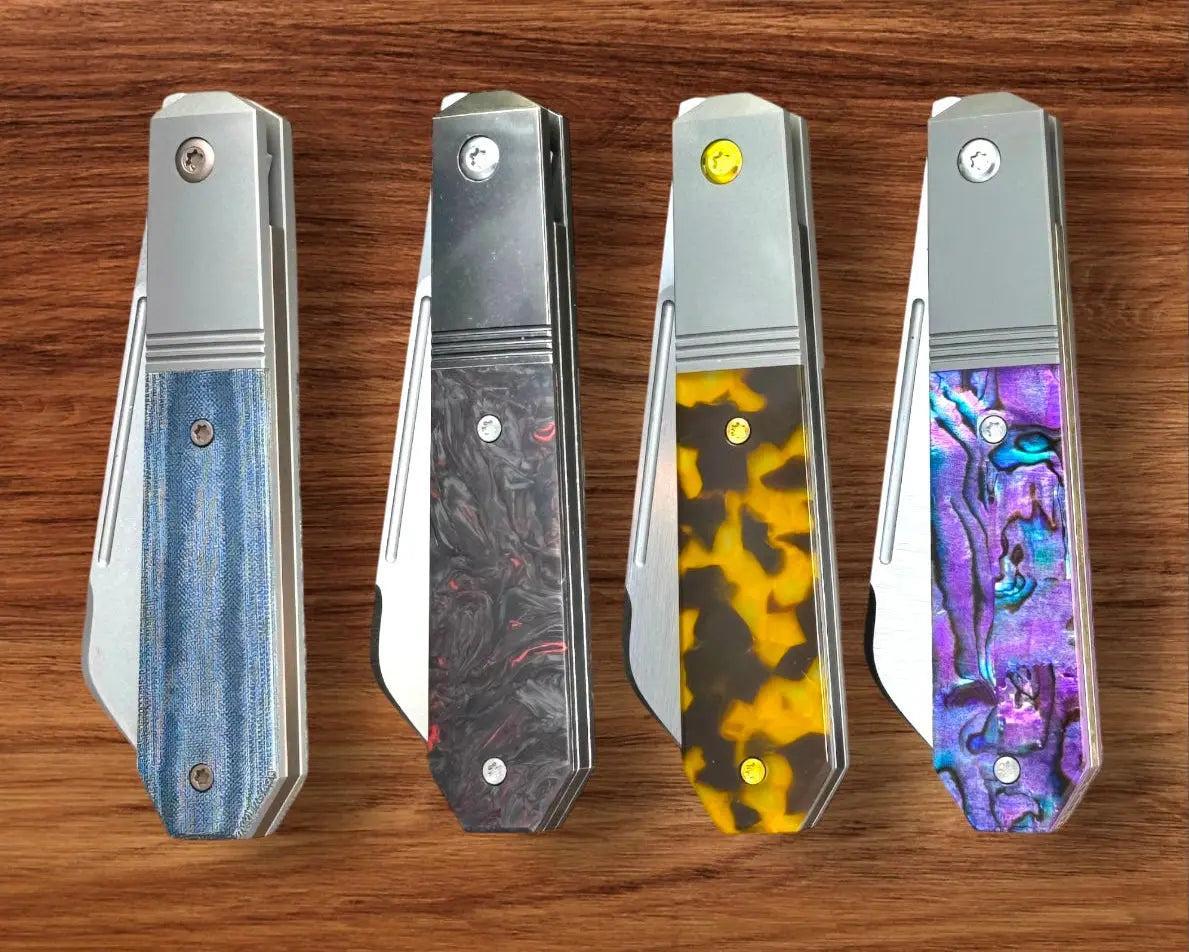 Jack Wolf Knives-Jack Wolf Knives - AFTER HOURS JACK - BLUE LINEN MICARTA STONEWASH - w/ FREE Skiff Bearings-8-Urban Cutlery