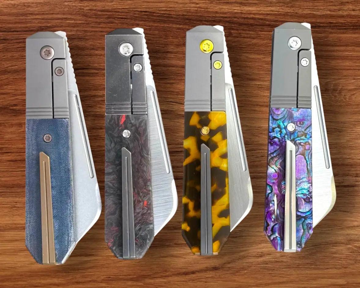 Jack Wolf Knives-Jack Wolf Knives - AFTER HOURS JACK - BLUE LINEN MICARTA STONEWASH - w/ FREE Skiff Bearings-9-Urban Cutlery