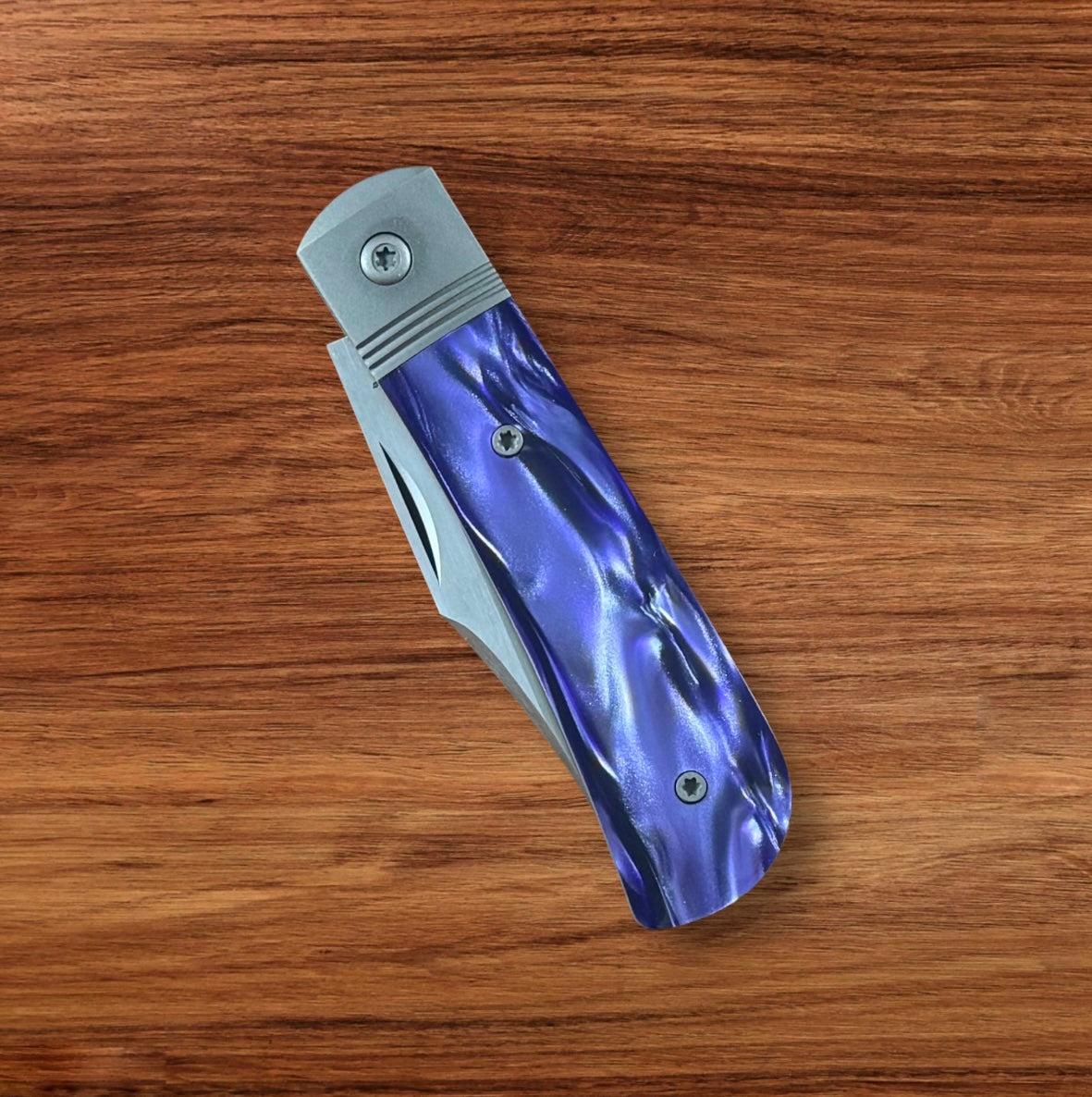 Jack Wolf Knives-Jack Wolf Knives - BENNY'S CLIP - KIRINITE COSMIC PURPLE HAND SATIN - w/ FREE Tumbler-5-Urban Cutlery